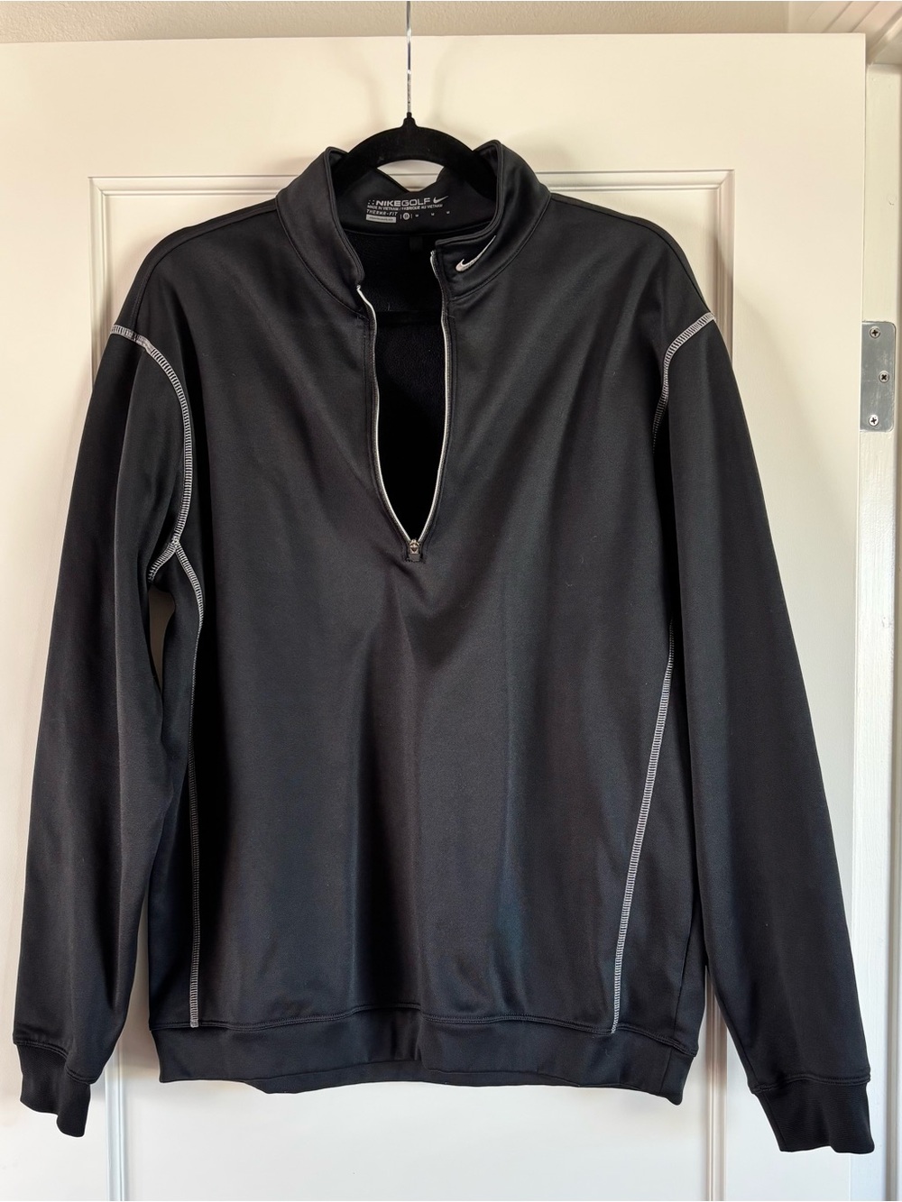 Nike Golf Black Men's Half-Zip Performance Jacket with Contrast Stitching